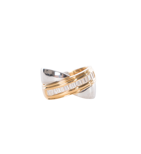 Hulpiau Ring Bicolor met Diamanten in Baguette geslepen